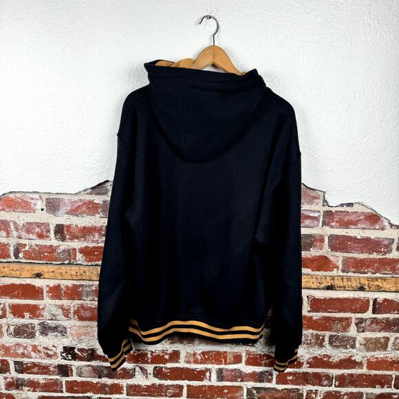 Vintage Paco Jeans Hoodie Large Black Yellow Zip Up Sweatshirt Embroidered Y2K - Picture 4 of 4
